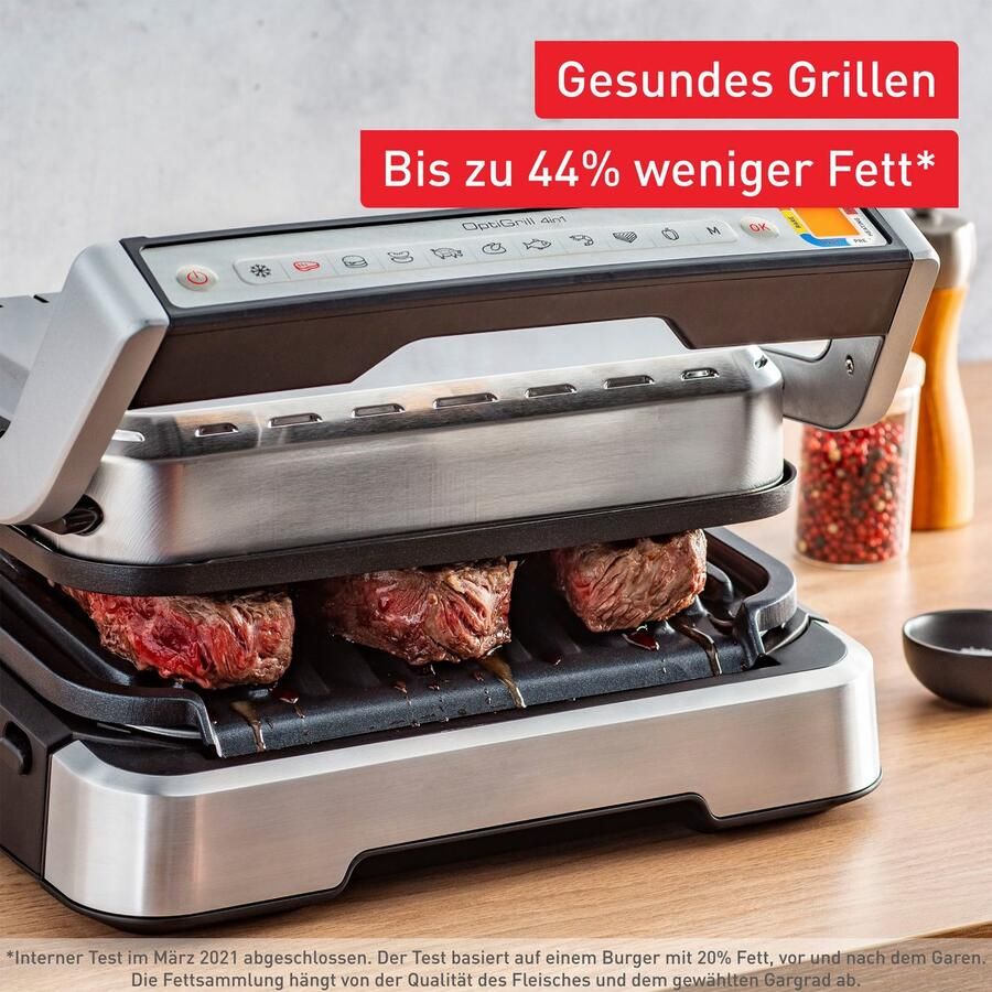 Tefal OptiGrill 2in1 GC773D Intelligente Contactgrill 9 Automatische Progamma's Inclusief Tang Gaarheidsindicator 2000W RVS - Foto 4