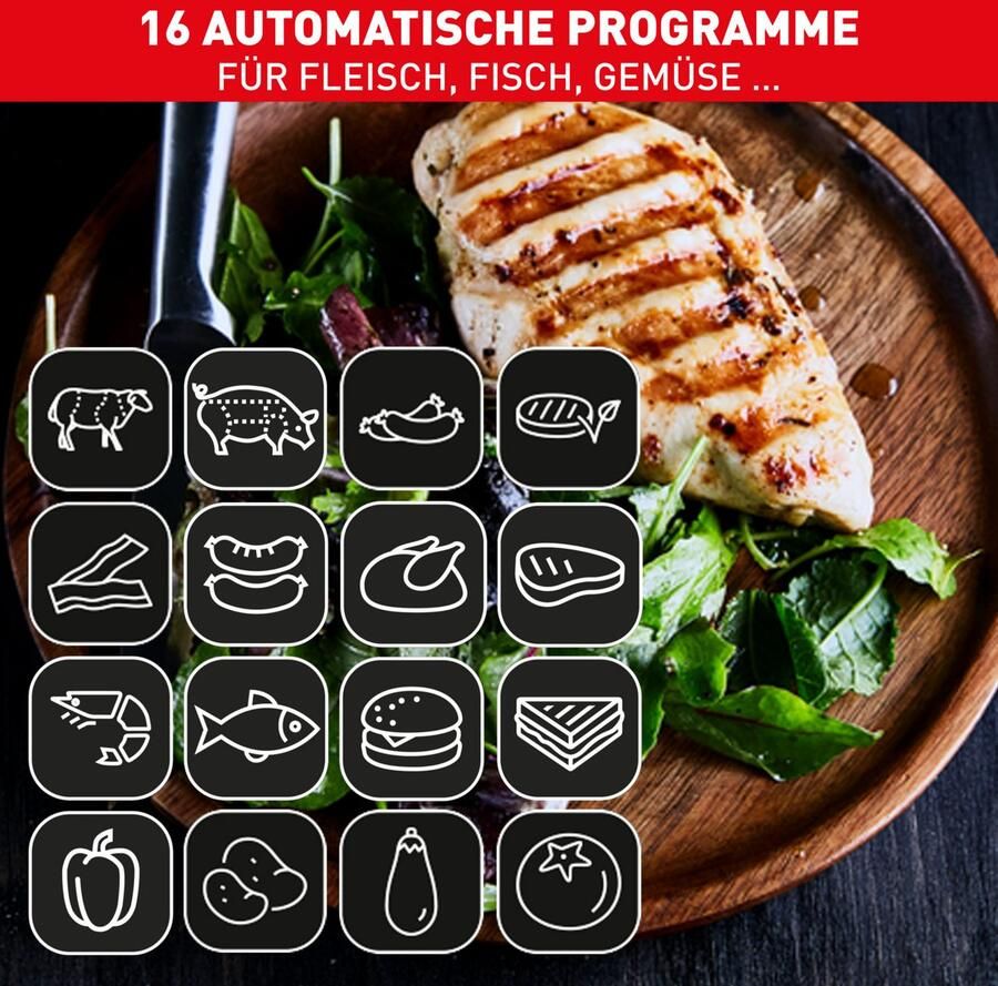 Tefal Contactgrill OptiGrill Elite XL vaatwasserbestendige platen Countdown tot het grillresultaat grillboost voor grillstrepen GC760D - Foto 3
