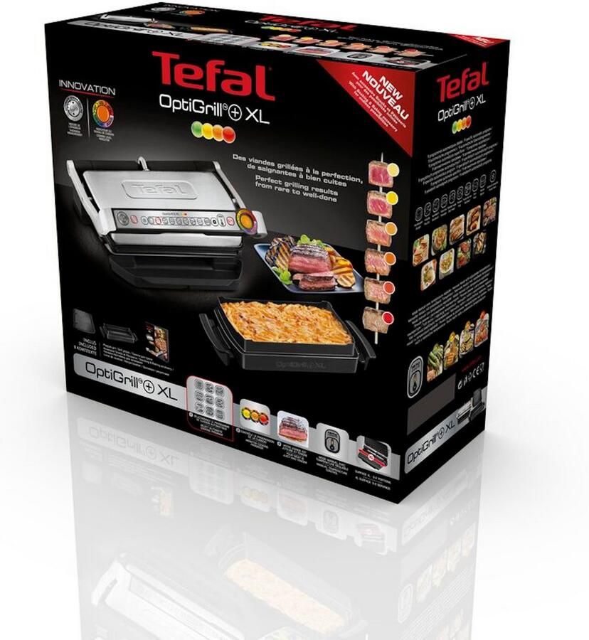 Tefal Contactgrill OptiGrill+ XL incl. bakplaat handmatige modus met 4 temperaturen 9 automatische kookprogramma's vaatwasmachinebestendige platen gc724d - Foto 2