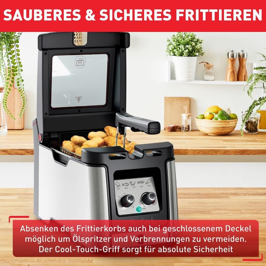 Tefal Clear Duo FR600D Frituurpan 3.5L 2000W Koude Zone Met kijkvenster Anti-geurfilter RVS - Foto 3