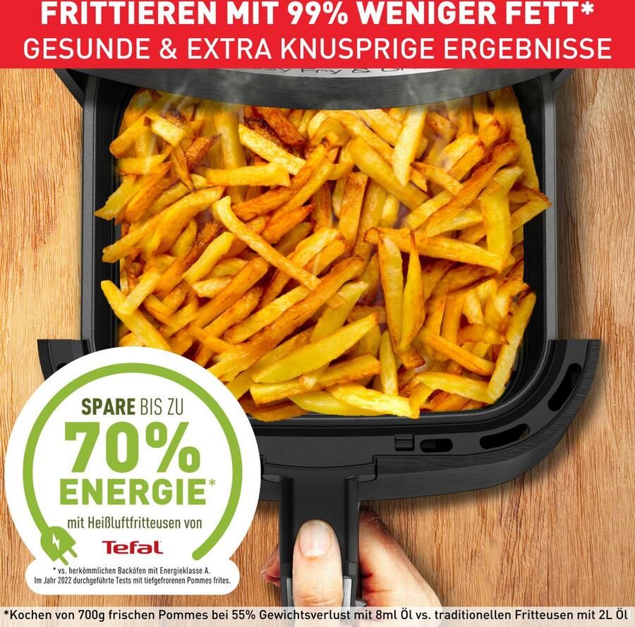 Tefal Friteuse Easy Fry & Grill Deluxe voor maximaal 6 personen 8 programma's energiebesparend zonder olie. ey505d - Foto 2