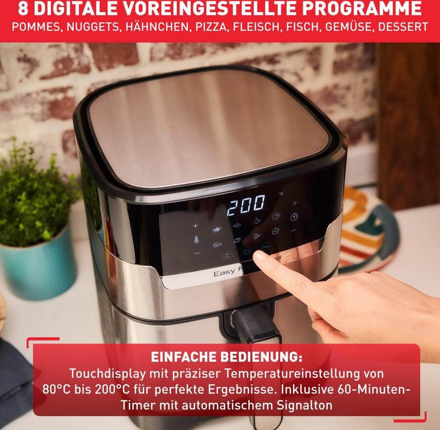 Tefal Friteuse Easy Fry & Grill Deluxe voor maximaal 6 personen 8 programma's energiebesparend zonder olie. ey505d - Foto 5