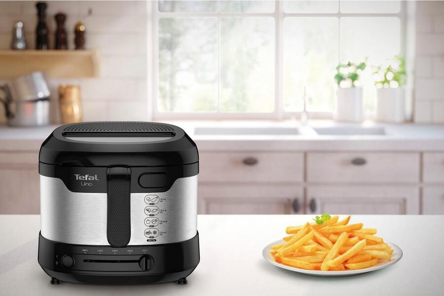 Tefal Friteuse UNO M roestvrij staal Capaciteit 1 kg thermostaat kijkvenster uitlekpositie FF215 - Foto 6