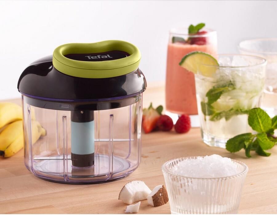 Tefal Groentesnijder 5-seconden hakmolen 900ml roestvrijstalen messen antislip ijscrusher puree zwart groen - Foto 8