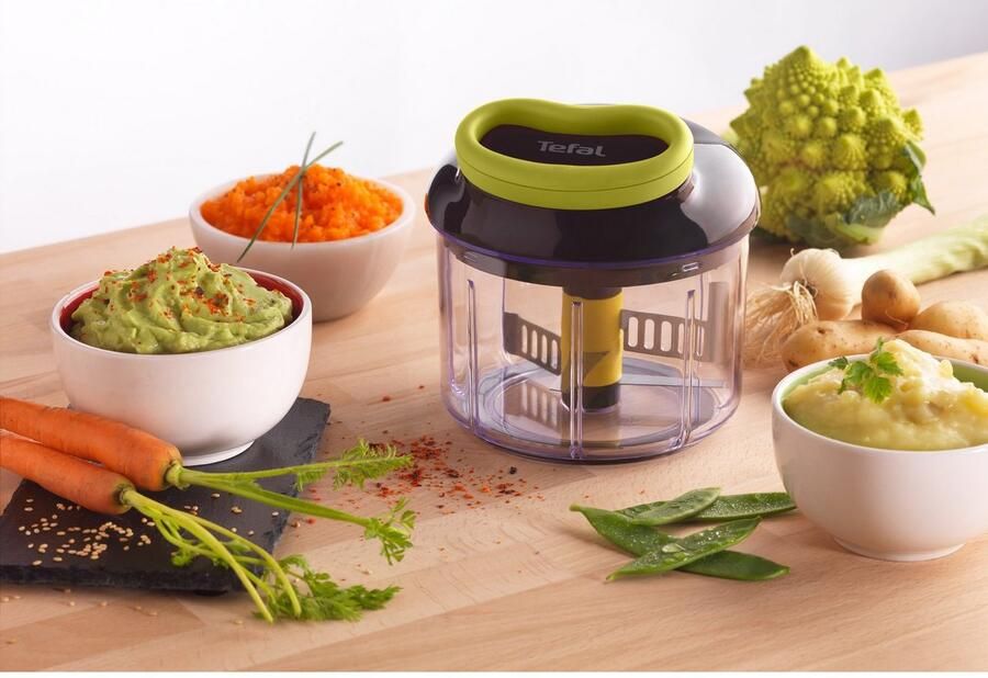 Tefal Groentesnijder 5-seconden hakmolen 900ml roestvrijstalen messen antislip ijscrusher puree zwart groen - Foto 3