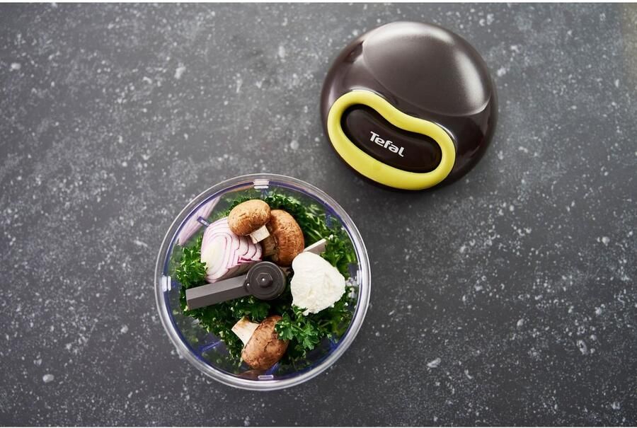 Tefal Groentesnijder 5-seconden hakmolen 900ml roestvrijstalen messen antislip ijscrusher puree zwart groen - Foto 5