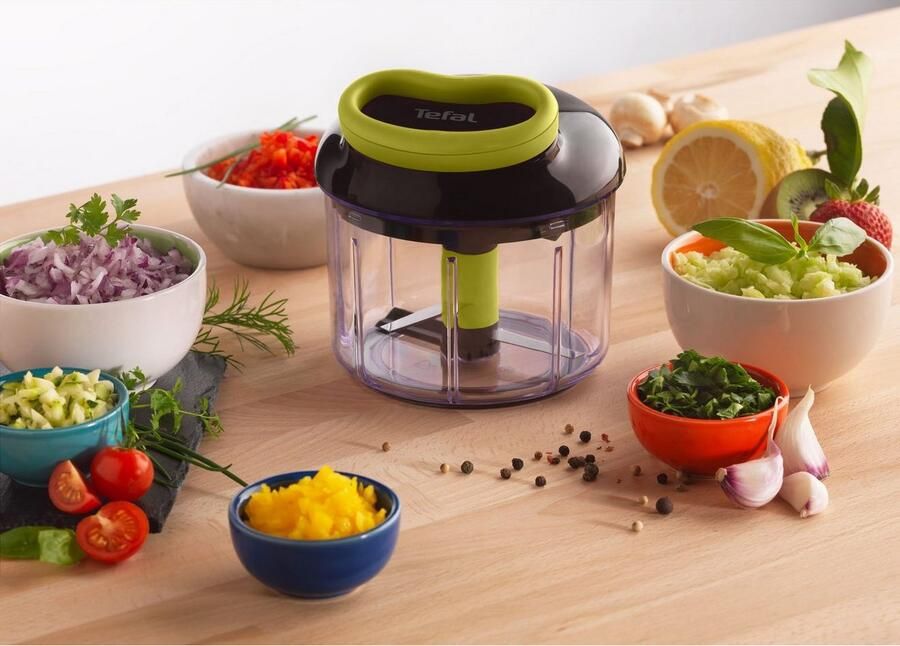 Tefal Groentesnijder Ingenio hakker 900ml roestvrijstalen messen antislip soft-touch handgreep zwart groen - Foto 4