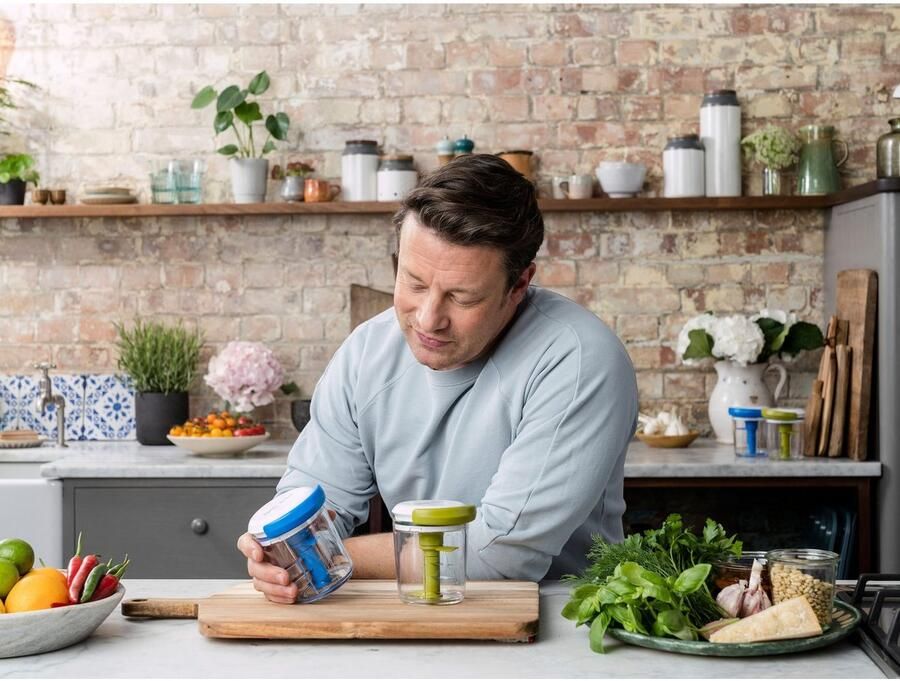 Tefal Groentesnijder K16441 + K16443 Jamie Oliver Chop & Shaker Hakmolen 450 ml roestvrijstalen messen deksel meet schaal rotor mes - Foto 3