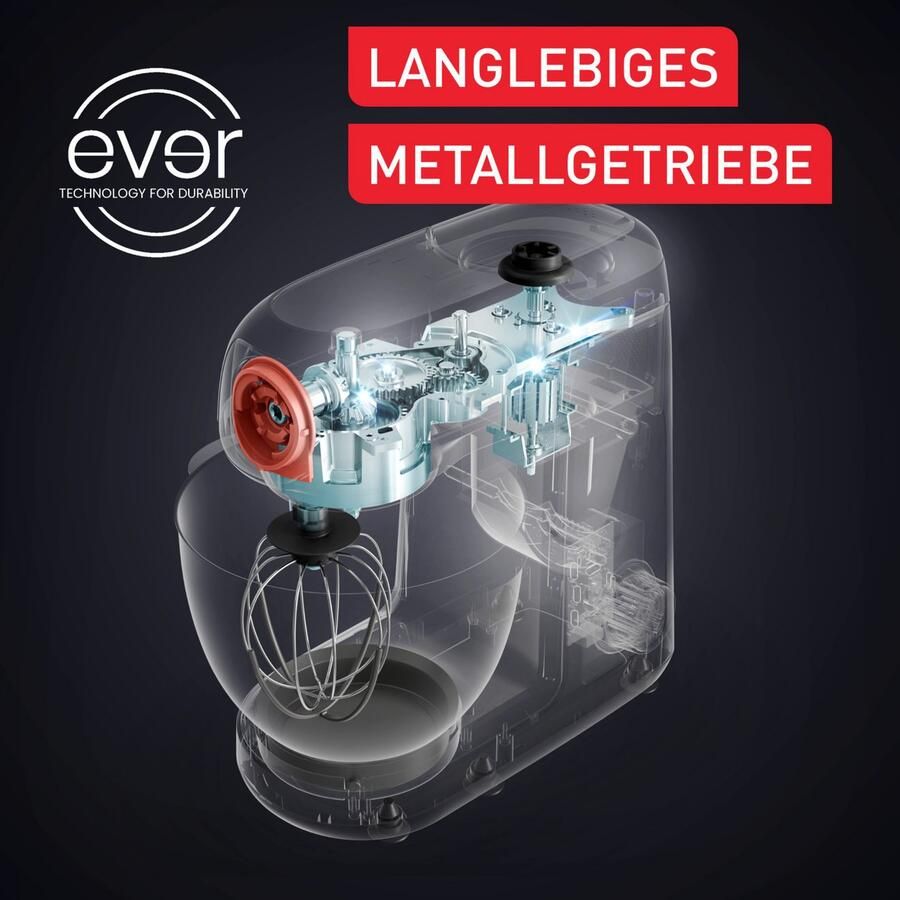 Tefal Keukenmachine QB525B Bake Partner duurzame metalen aandrijving planetair roersysteem