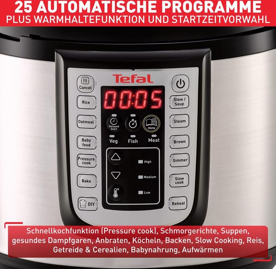 Tefal Multi-cooker Fast & Delicious incl. rijstlepel onderzetter maatbeker & recepten - Foto 5