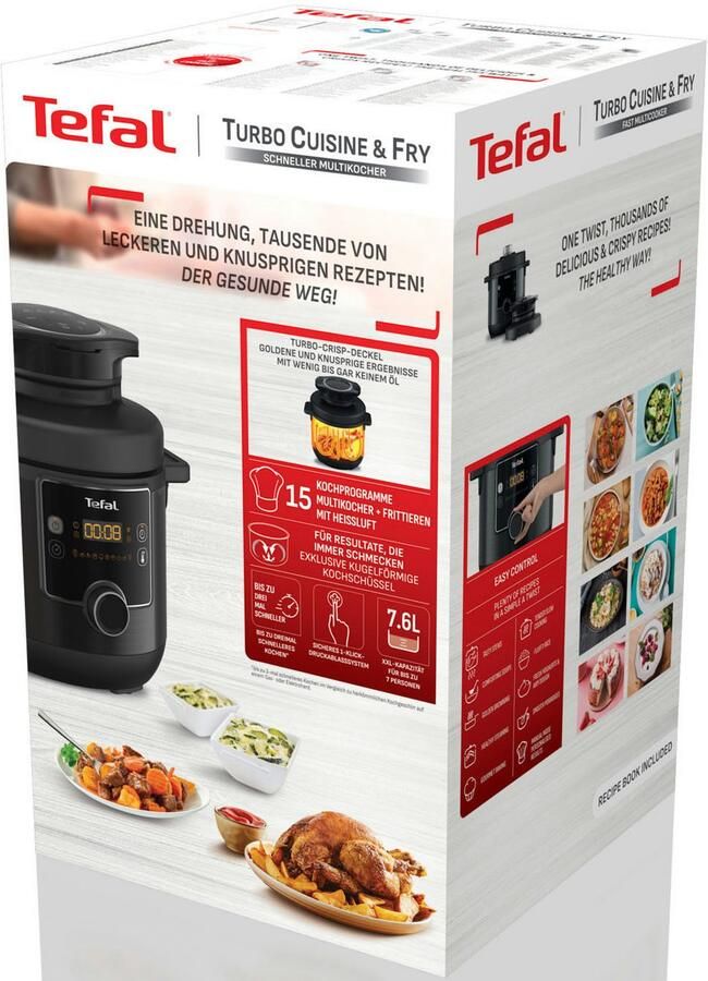 Tefal Multi-cooker Turbo Cuisine & Fry incl. Extra-Crisp deksel 1-knopsbediening Snelkookpan hete lucht friteuse 15 automatische programma's CY7788 - Foto 18