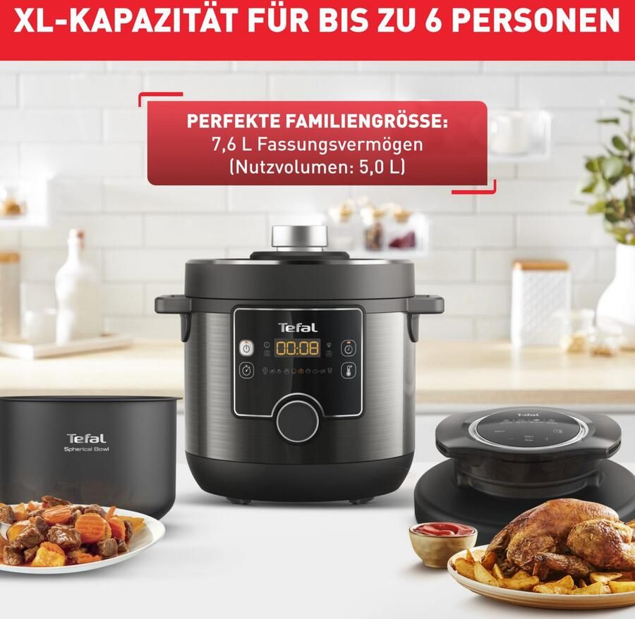 Tefal Multi-cooker Turbo Cuisine & Fry incl. Extra-Crisp deksel 1-knopsbediening Snelkookpan hete lucht friteuse 15 automatische programma's CY7788 - Foto 13