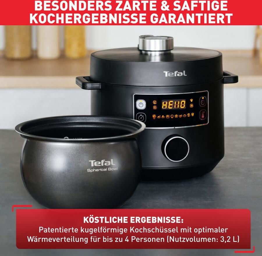 Tefal Multi-cooker Turbo Cuisine incl. stoominzet maatbeker rijstlepel en pollepel elektr. snelkookpan 10 aut. programma's 1-knops-bediening cy7548 - Foto 2