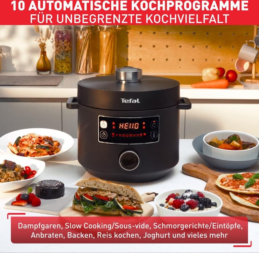 Tefal Multi-cooker Turbo Cuisine incl. stoominzet maatbeker rijstlepel en pollepel elektr. snelkookpan 10 aut. programma's 1-knops-bediening cy7548 - Foto 3