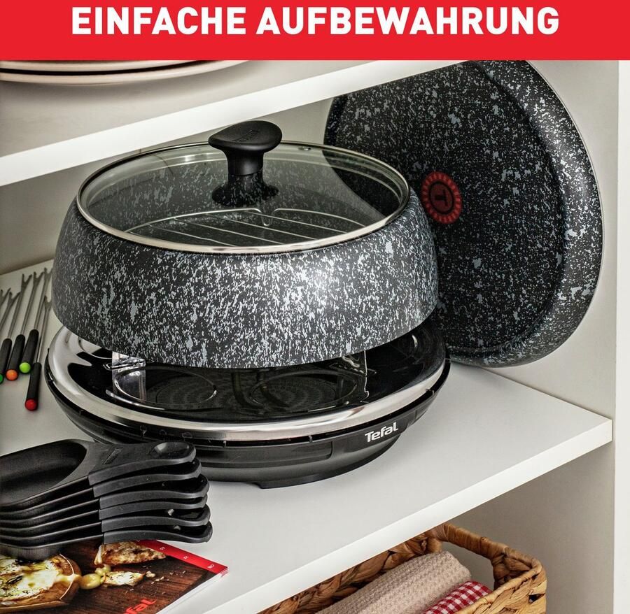 Tefal Raclette en fondueset Cheese 'n Co 6 raclettepannetjes 850 W voor 6 personen vaatwasmachinebestendig met receptenboek steen-look re12c8 - Foto 5