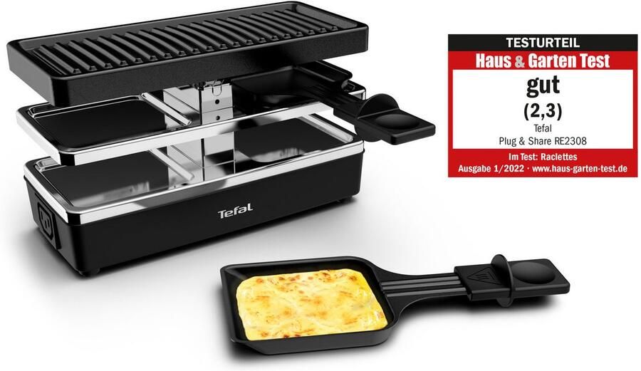 Tefal Raclette Plug&Share met uitbreidingsmogelijkheid afneembare kabel vaatwasmachinebestendige pannetjes en plaat ruimtebesparend re2308 - Foto 8