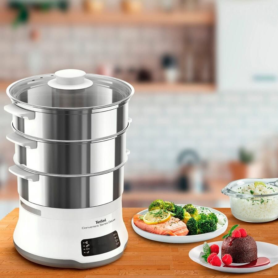 Tefal Stoomoven Convenient Series Deluxe Touchscreen 8 programma's 3 niveaus roestvrijstalen container VC502D - Foto 2