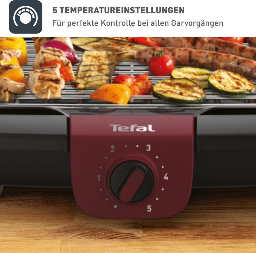 Tefal Tafelgrill EasyGrill Adjust met water vulbare lekbak tegen rook en geuren vaatwasmachinebestendig rooster en druppelschaal plaatsbesparend bg90e5 - Foto 2