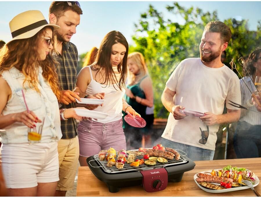 Tefal Tafelgrill EasyGrill Adjust met water vulbare lekbak tegen rook en geuren vaatwasmachinebestendig rooster en druppelschaal plaatsbesparend bg90e5 - Foto 5