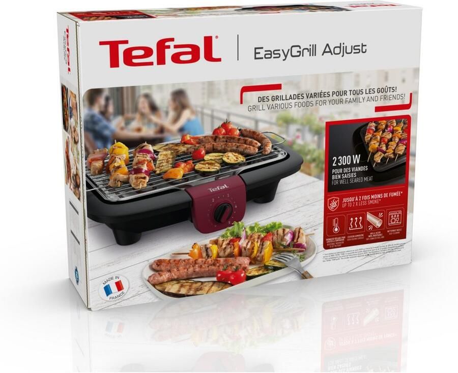Tefal Tafelgrill EasyGrill Adjust met water vulbare lekbak tegen rook en geuren vaatwasmachinebestendig rooster en druppelschaal plaatsbesparend bg90e5 - Foto 4