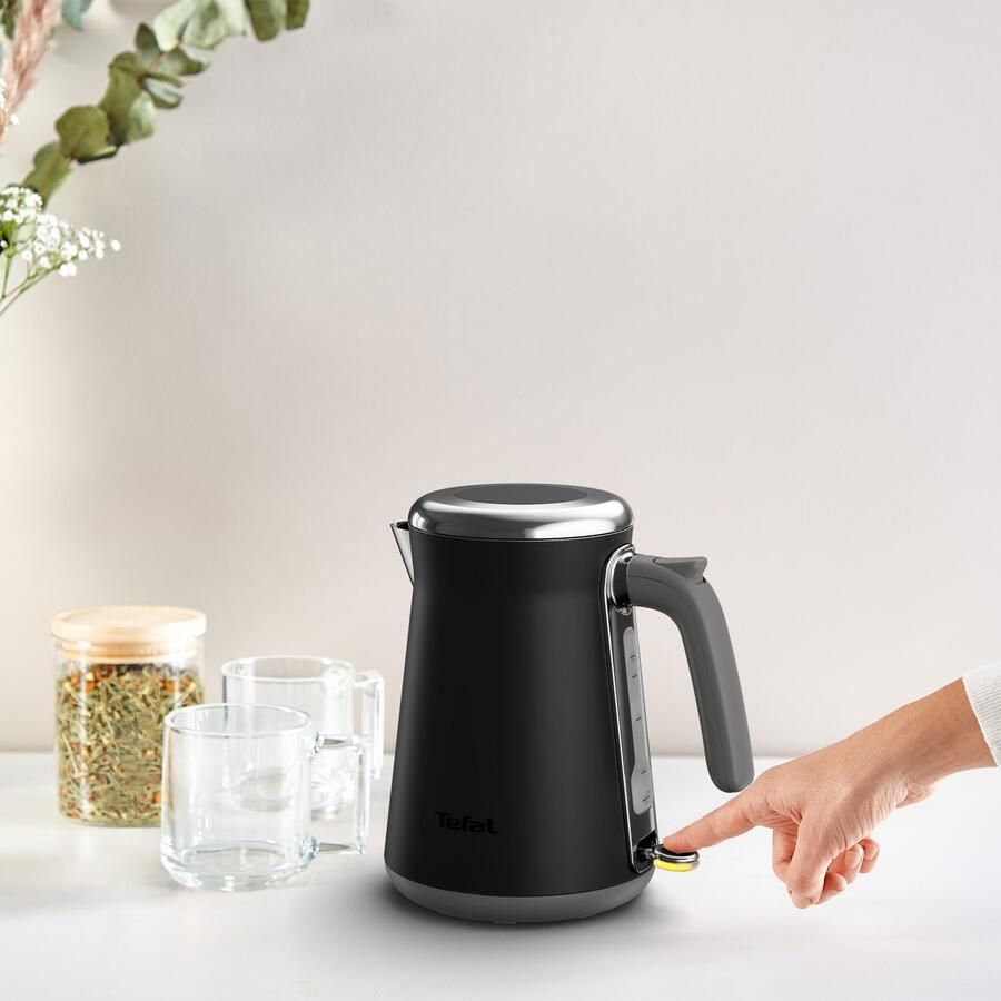 Krups Tefal Collection KI6668 Waterkoker 1 7L Stijlvol Retro Design 1-kopsindicator Automatische Uitschakeling 2400W Zwart - Foto 3