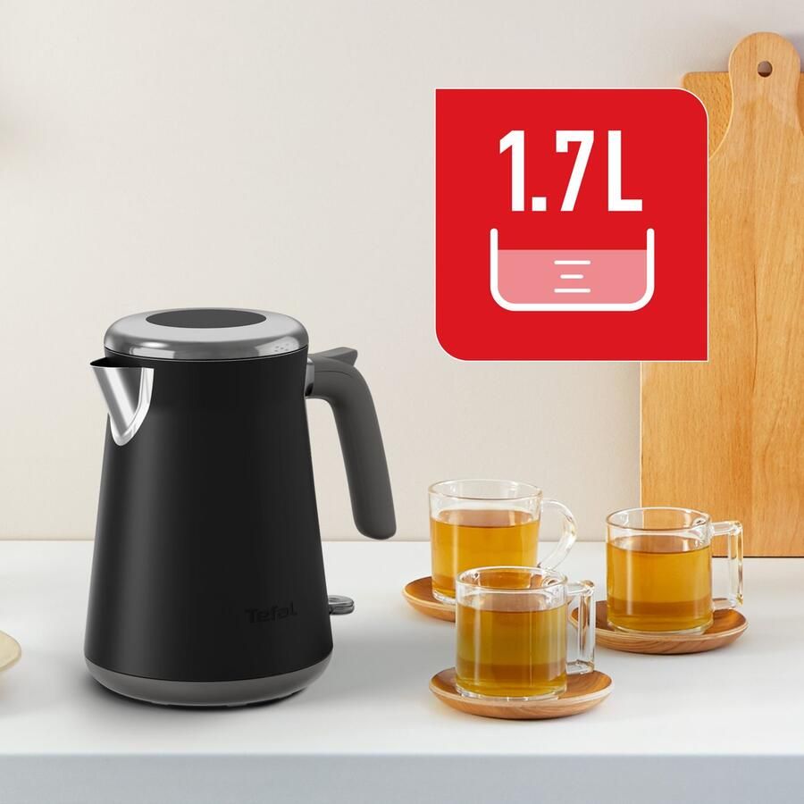 Krups Tefal Collection KI6668 Waterkoker 1 7L Stijlvol Retro Design 1-kopsindicator Automatische Uitschakeling 2400W Zwart - Foto 4