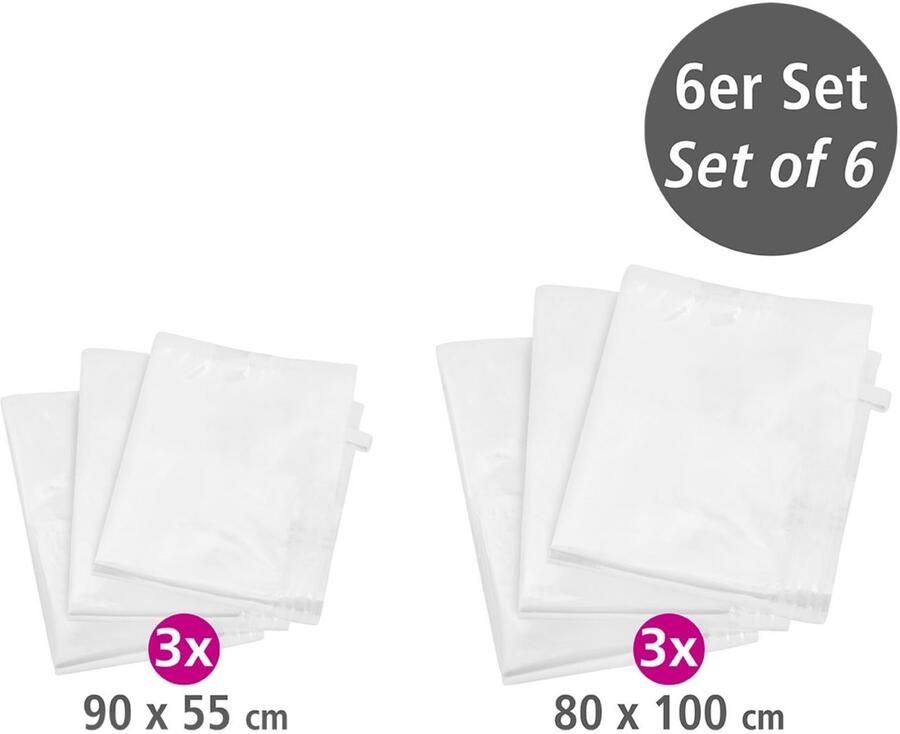 Wenko Vacumeerzak Reisset Vacuümzakken voor kleding voor ruimtebesparende opslag 2 maten (set 6-delig) - Foto 6
