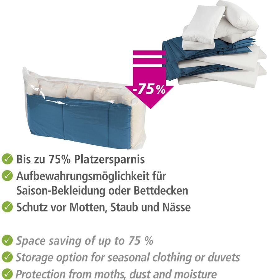 Wenko Vacumeerzak Vacuüm jumbo cube XXL extra grote vacuümzak voor kleding tuinkussens & dekbedden (1-delig) - Foto 4