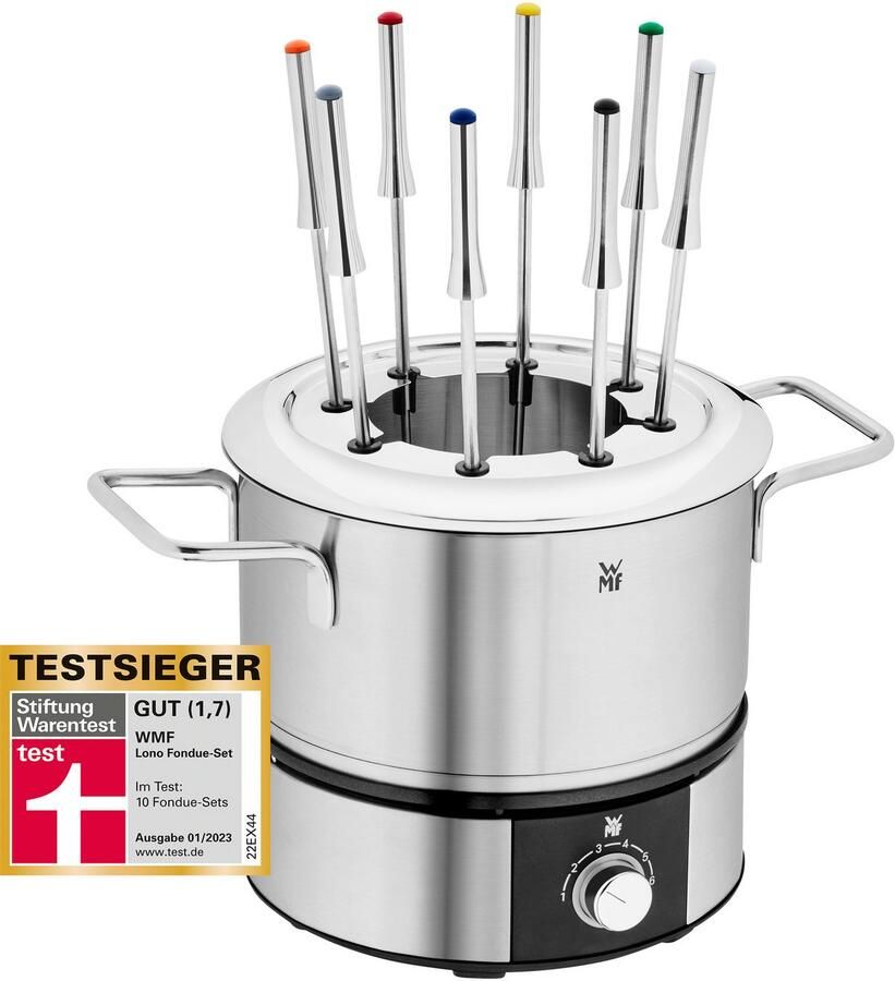 WMF Elektrische fonduepan LONO met spatbeschermingsring kleurgecodeerde fonduvorken vaatwasmachinebestendige onderdelen led-ring ook te gebruiken om warm te houden - Foto 4