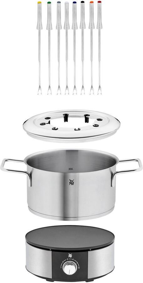 WMF Elektrische fonduepan LONO met spatbeschermingsring kleurgecodeerde fonduvorken vaatwasmachinebestendige onderdelen led-ring ook te gebruiken om warm te houden - Foto 12