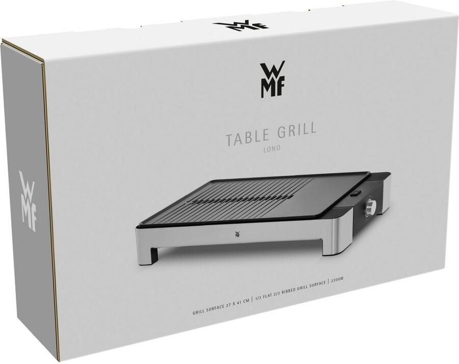 WMF Tafelgrill LONO vlak & geribbeld traploze temperatuurinstelling anti-aanbak grillplaat
