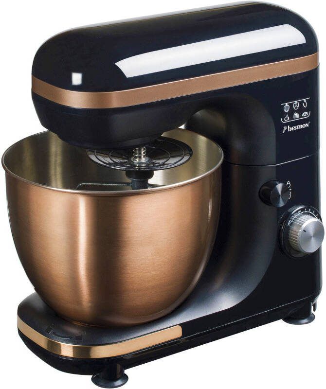 Bestron 4-in-1 Keukenmachine 7 Snelheidsstanden incl. Garde Kneedhaak en Mengarm met spatscherm & mengkom van 2 5 liter 1000W koper - Foto 2