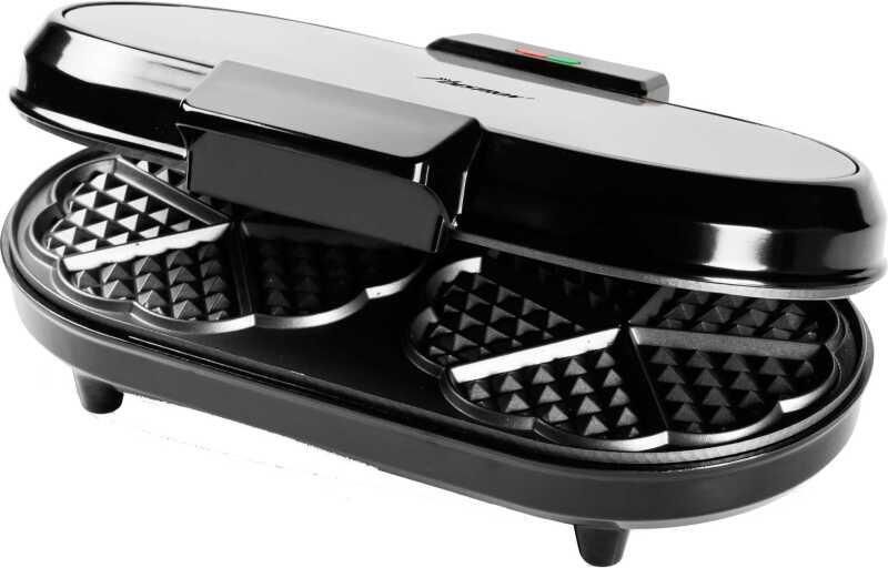 Bestron dubbel wafelijzer voor klassieke hartwafels wafelijzer met antiaanbaklaag & Indicatielampje 1200 watt Silver - Foto 3
