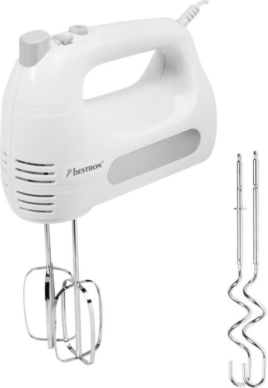 Bestron elektrische handmixer met 2 gardes en 2 deeghaken 6 snelheidsstanden 400 watt Wit - Foto 2