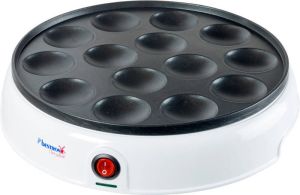 Bestron poffertjesmaker in retro-design electrische poffertjespan met antiaanbaklaag & indicatielampje Sweet Dreams 800 W wit