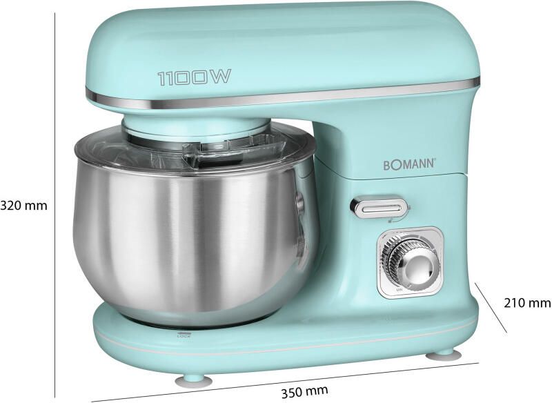 Bomann KM 6030 Kneedmachine Keukenmachine 1100 watt 5 liter Groen Mint - Foto 2