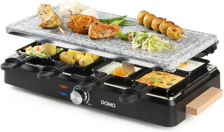 Domo DO9262G Gourmetset Raclette Steengrill 1400W Houten afwerking