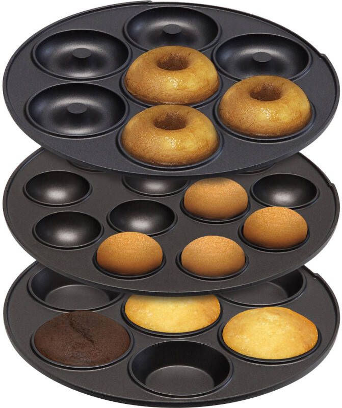 Bestron 3-in-1 cakemaker in retro-design met 3 verwisselbare bakplaten: donut- cupcake- en cakepopmaker met indicatielampje & antiaanbaklaag 700 watt mint - Foto 3
