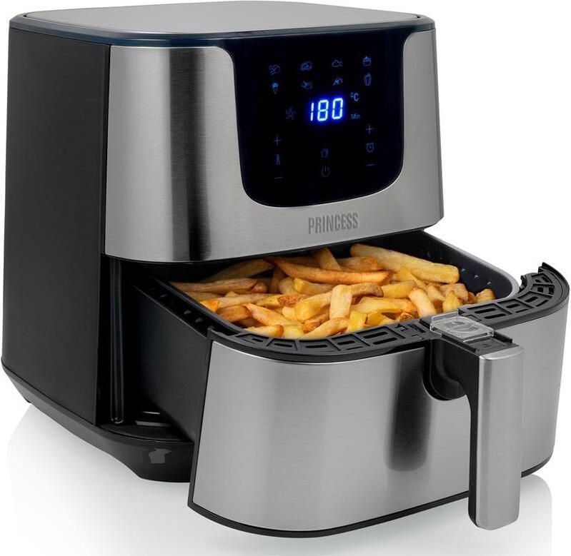 Princess Digitale Airfryer Deluxe XXL 182060 – Heteluchtfriteuse 5.5 liter 8 voorgeprogrammeerde programma s Inclusief airfryer mandje RVS - Foto 4