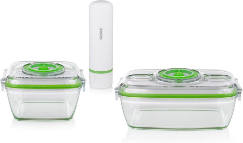 Princess 492985 Hand Vacuüm Sealer set – Elektrische vacuümpomp Inclusief 2 glazen oven- en vershoudschalen met twee kunststof deksels vacumeer apparaat - Foto 3