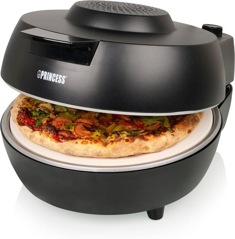 Princess 115005 Pizzaoven Pizzamaker en oven Regelbare thermostaat en timer 1200W Keramische pizzasteen 410 graden diameter 30cm Zwart - Foto 2