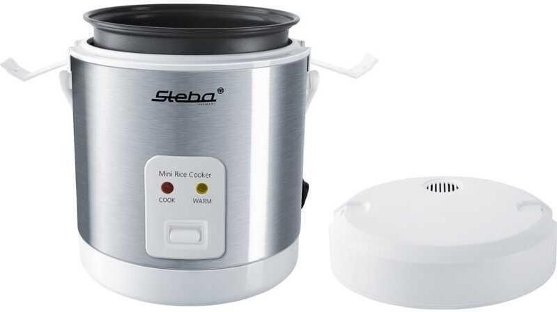 Steba RK4M Mini Rijstkoker 0 9 liter inhoud tot 3 kopjes handgreep warmhoudfunctie BPA vrij Wit RVS - Foto 2