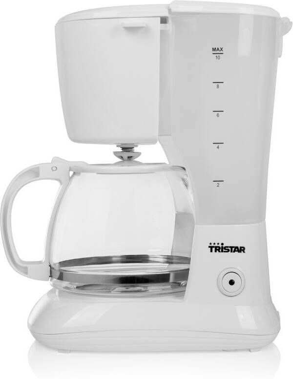 Tristar Koffiezetapparaat CM-1252 Filter-koffiezetapparaat Geschikt voor camping gebruik Glazen kan 1 25 liter 10 kopjes Automatische uitschakeling Druppelstop Wasbare koffiefilter Wit