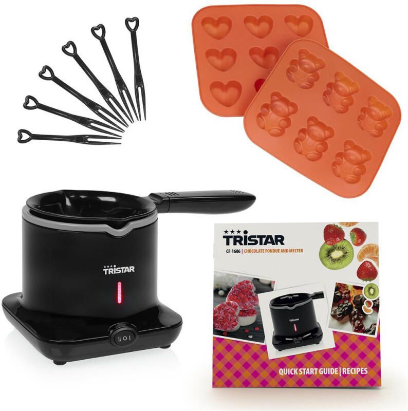 Tristar CF-1606 Elektrische Smeltpan 300 ml Chocoladefondue Candymaker Voor Chocoladefontein en Smeltchocolade Voor het maken van snoepjes en bonbons Geschikt voor Kinderfeestjes Incl. Fonduevorkjes Au Bain Marie Set Zwart - Foto 2