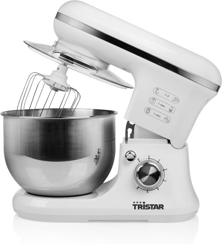 Tristar Keukenmachine MX-4817 Keukenmixer met mengkom 5 Liter Inclusief 3 deeghaken Keukenrobot 6 Programma's Vaatwasbestendig 1200 watt Wit - Foto 3